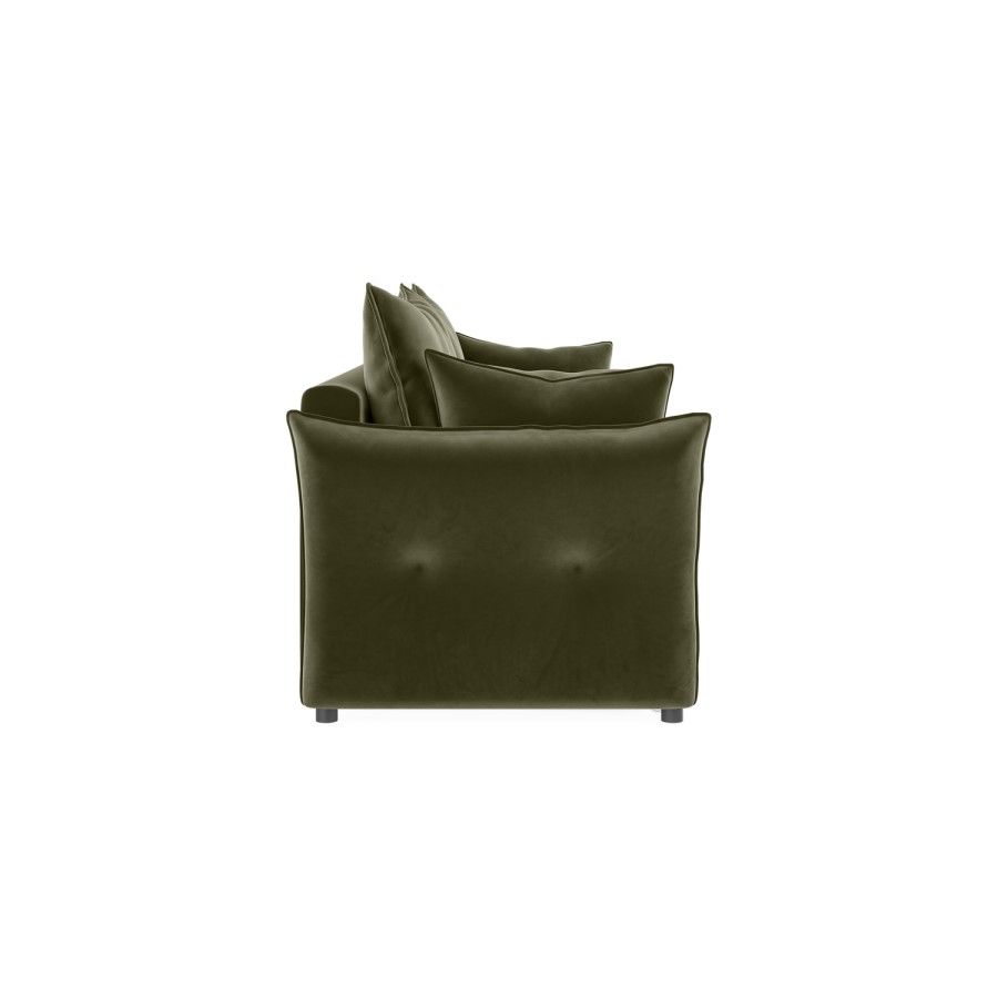 Khaki Green Velvet 3 Seater Futon Sofa Bed with Storage - Gaia 