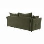 Khaki Green Velvet 3 Seater Futon Sofa Bed with Storage - Gaia 