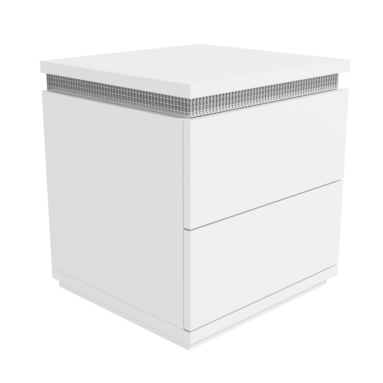 Grade A1 Gabriella White High Gloss Diamante 2 Drawer Bedside Table Furniture123