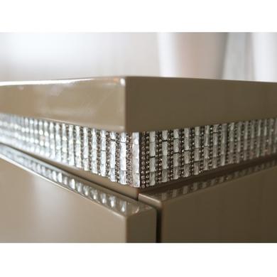 Gabriella Mink High Gloss Diamante 2 Drawer Bedside Table