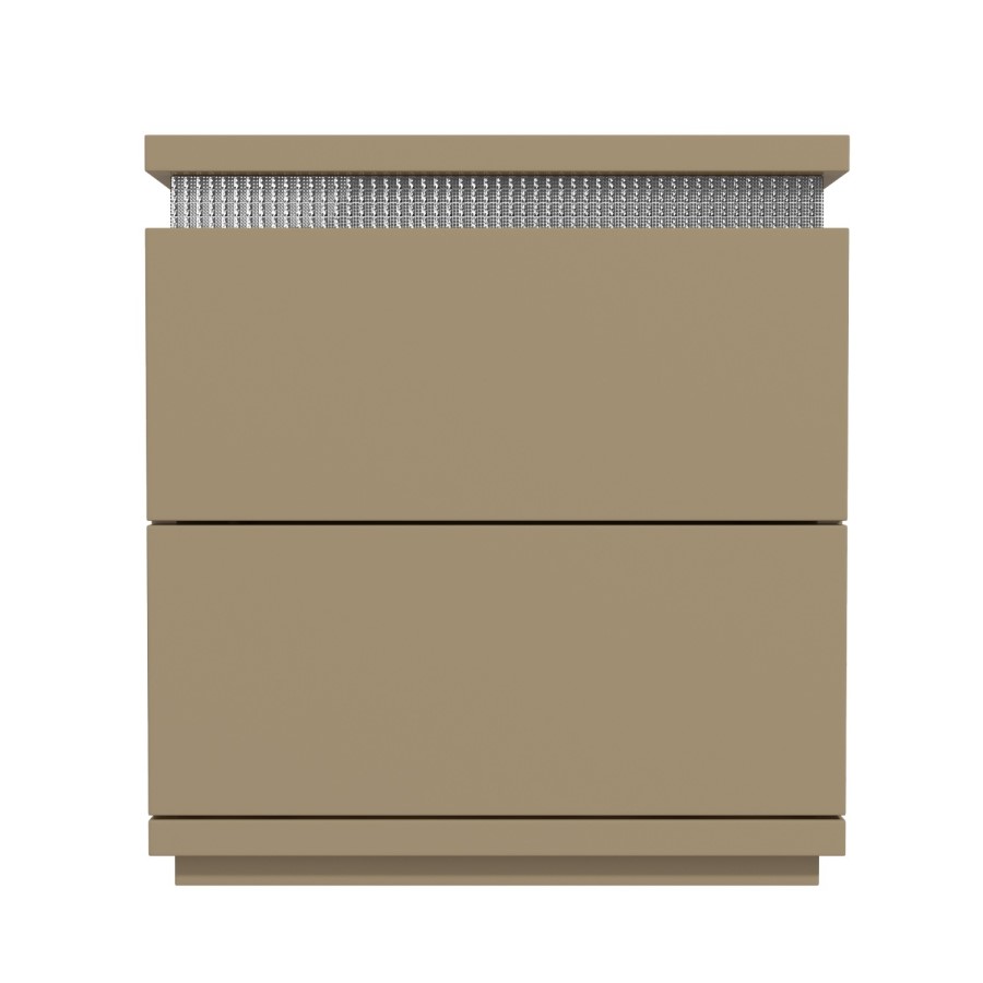 Gabriella Mink High Gloss Diamante 2 Drawer Bedside Table