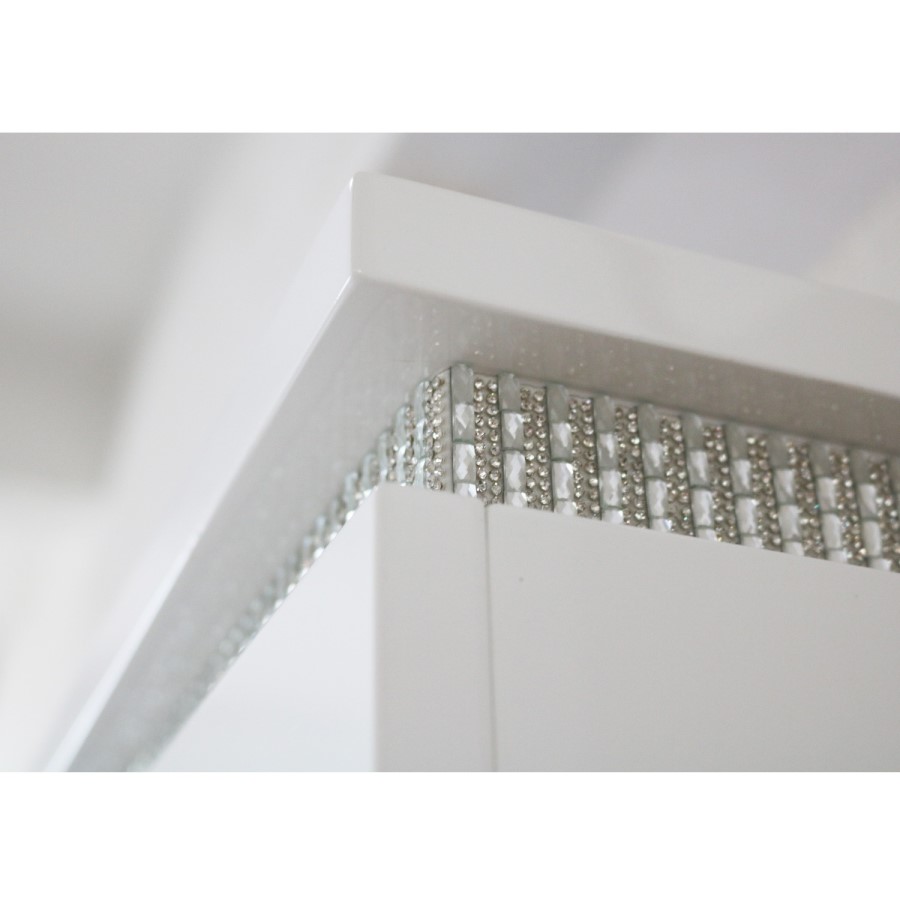 Gabriella White High Gloss Double Wardrobe with Diamante Trim