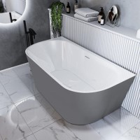 Grey Freestanding Double Ended Back to Wall Bath  1700 x 800mm - Gable Grey Freestanding Double Ended Back to Wall Bath  1700 x 800mm - Gable