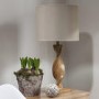 Table Lamp with Cream Linen Shade & Oak Base - Argenta