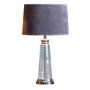 Table Lamp with Grey Velvet Shade & Hammered Glass Base - Caesaro