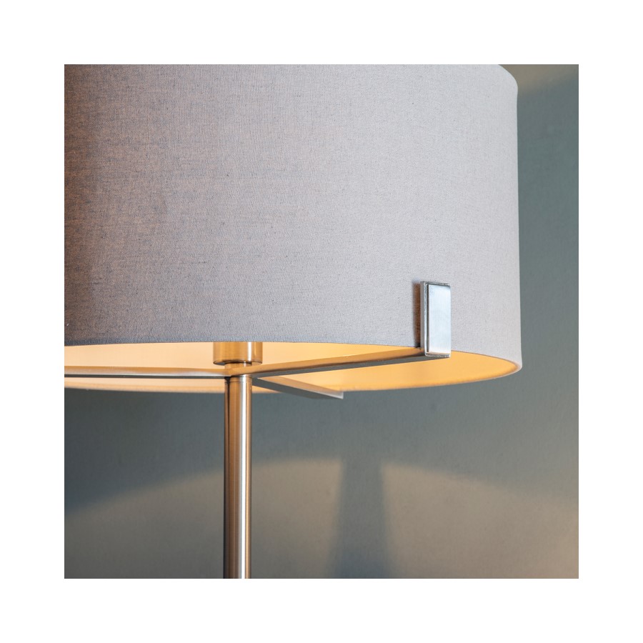 Floor Lamp with Grey Shade & Satin Nickel Base - Evelyn