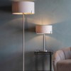 Floor Lamp with Grey Shade &amp; Satin Nickel Base - Evelyn