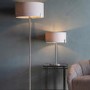Floor Lamp with Grey Shade & Satin Nickel Base - Evelyn