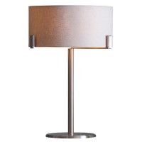 Table Lamp with Satin Nickel Base & Grey Light Shade - Evelyn