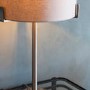 Table Lamp with Satin Nickel Base & Grey Light Shade - Evelyn