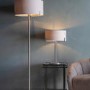 Table Lamp with Satin Nickel Base & Grey Light Shade - Evelyn