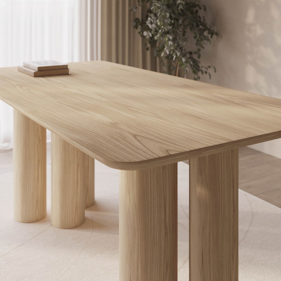 Large Oak Dining Table with Pillar Legs - Seats 4 - 6 - Gianna