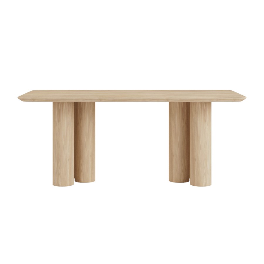 Large Oak Dining Table with Pillar Legs - Seats 4 - 6 - Gianna