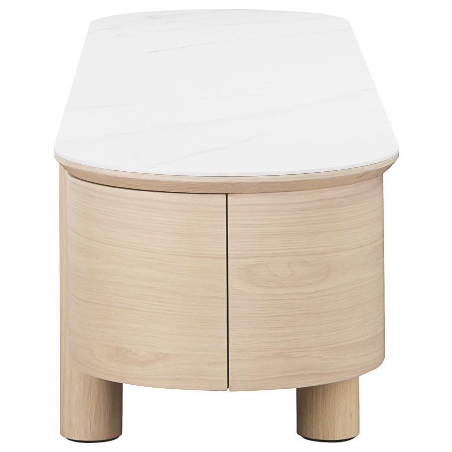 Large Oak & Marble Top TV Stand - TV's up to 85" - Gianna