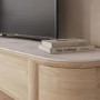 Large White Wash Curved Oak TV Unit with Marble Top - TV's up to 85" - Gianna