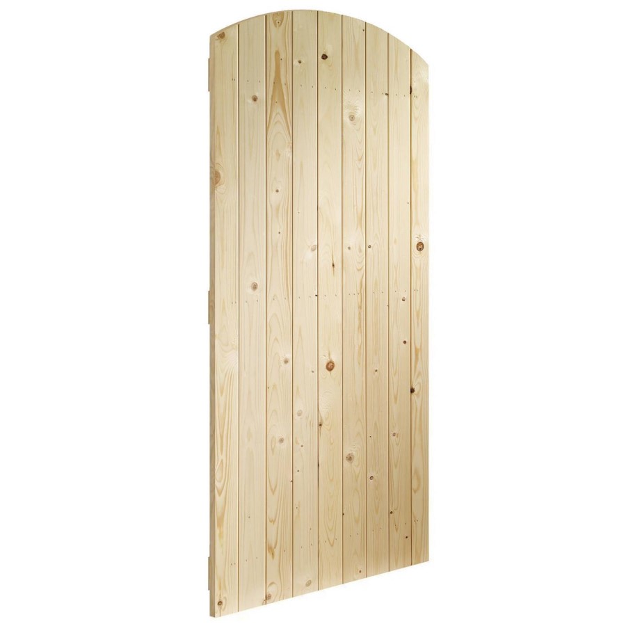 Wooden Pine Ledged &amp; Braced Arched Top Garden Gate - Unfinished 1981 x 762 x 44 mm - XL Joinery