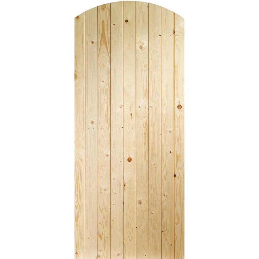 Wooden Pine Ledged &amp; Braced Arched Top Garden Gate - Unfinished 1981 x 762 x 44 mm - XL Joinery
