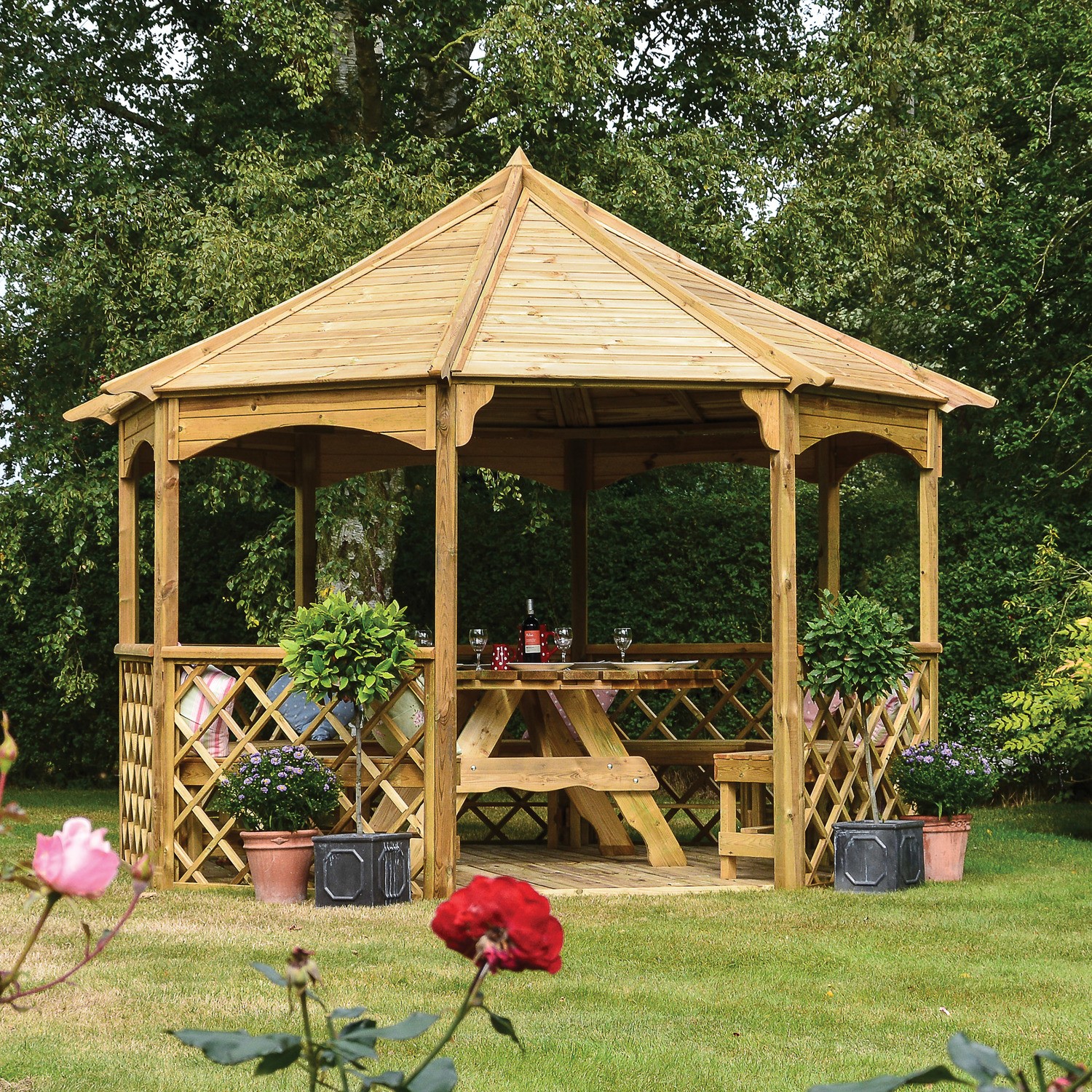 Flooring Gazebo : Gazebo With Floor Wayfair - Summerwood's gazebo floors are built in 8 sections that are fastened together to form the like all summerwood gazebos, the victorian garden gazebo is a fantastic display of premium. 1 Wooden Trellis Panel Gazebo With Flooring Rowlinson Furniture123