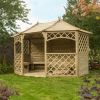 Rowlinson Sandringham Wooden Garden Gazebo with Built In Benches