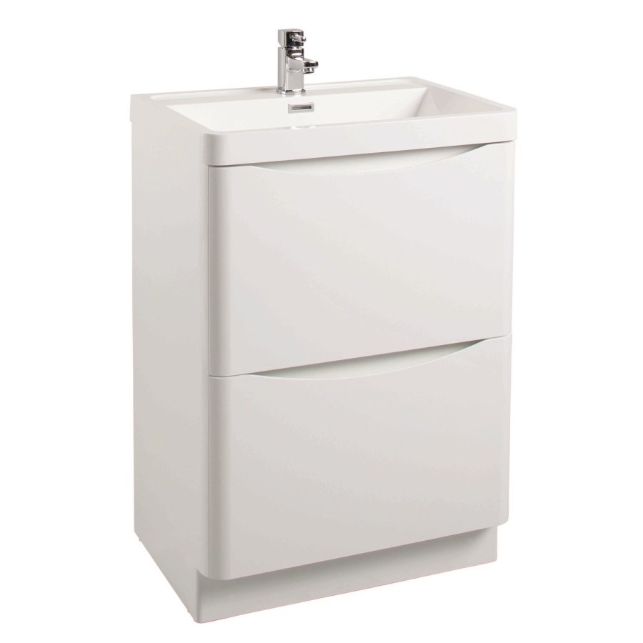 White Free Standing Bathroom Vanity Unit & Basin - W600mm