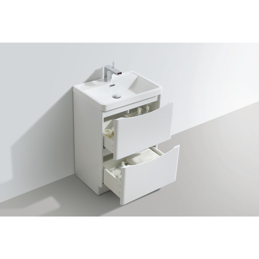 White Free Standing Bathroom Vanity Unit & Basin - W600mm