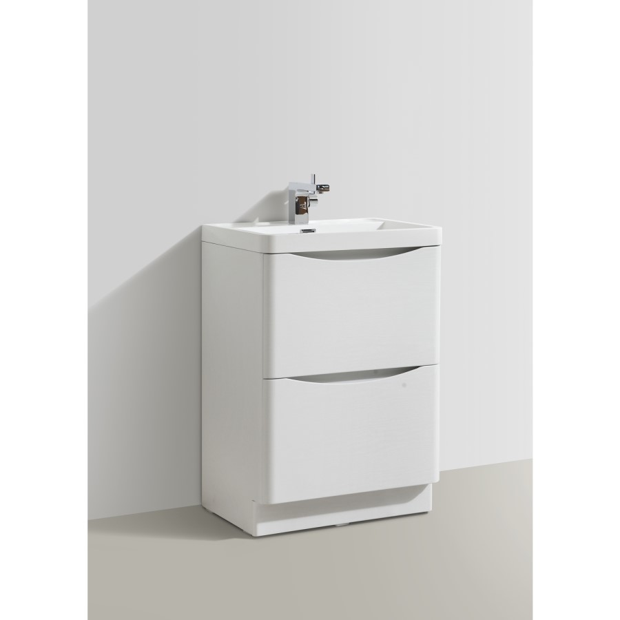 White Free Standing Bathroom Vanity Unit & Basin - W600mm
