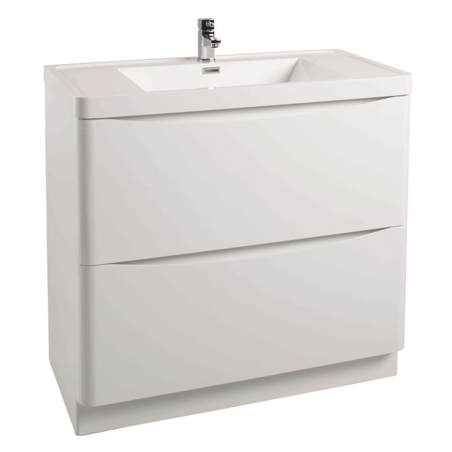 White Free Standing Bathroom Vanity Unit & Basin - W900mm