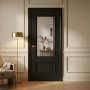 Internal Black Half-Glazed Door with Clear Bevelled Glass - 1981 x 762 x 35mm - Nelson - XL Joinery