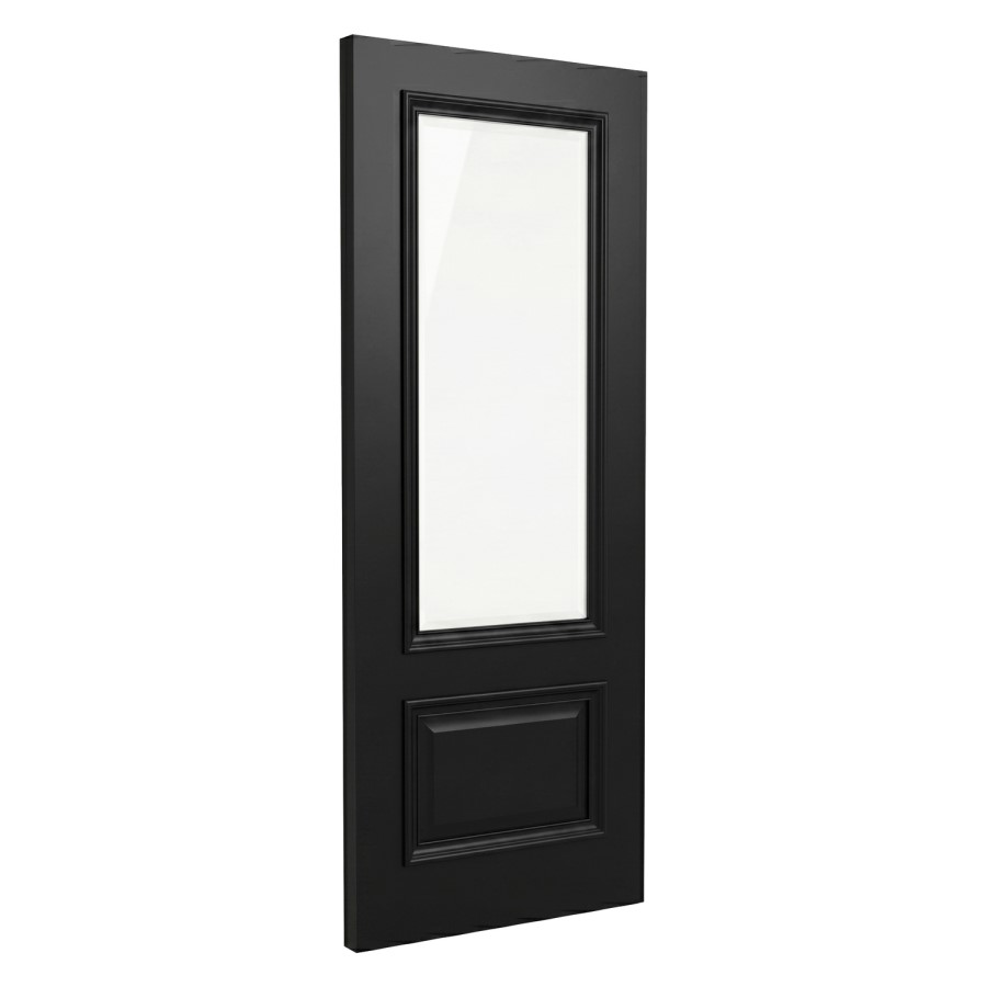 Internal Black Half-Glazed Door with Clear Bevelled Glass - 1981 x 762 x 35mm - Nelson - XL Joinery