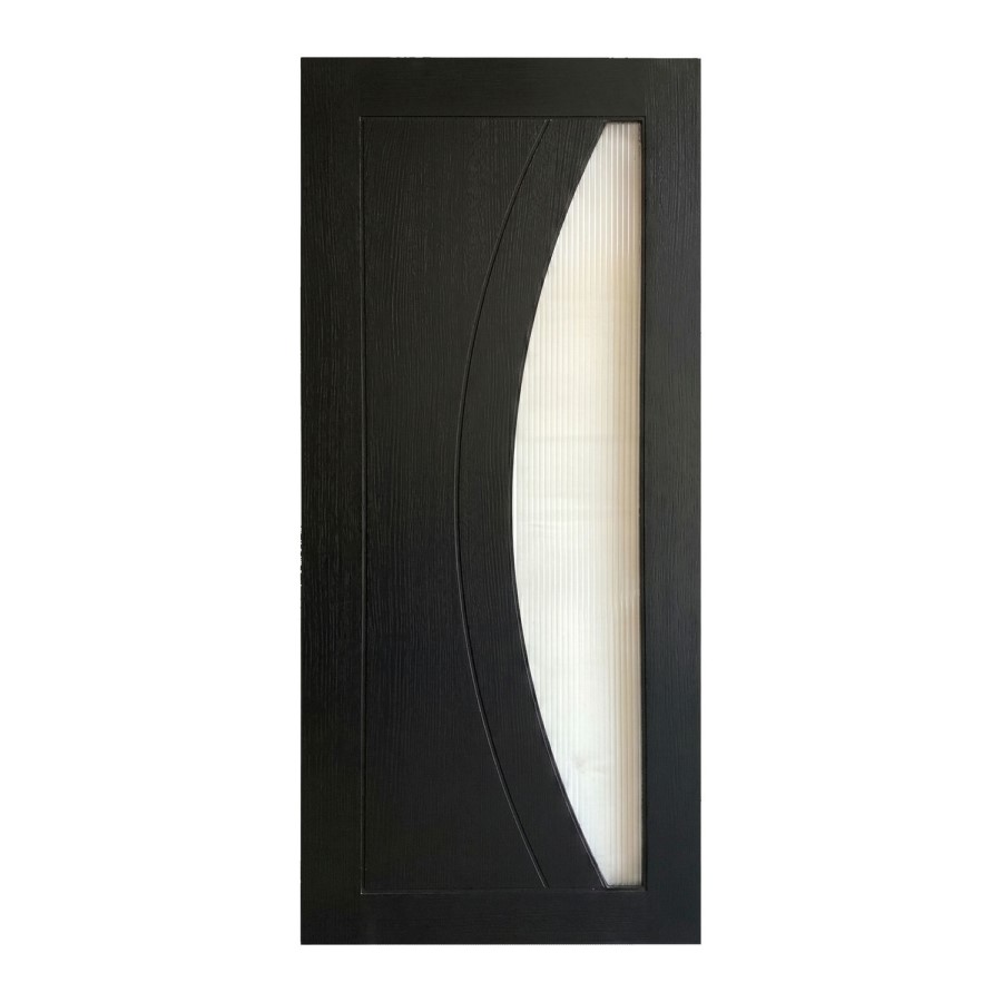 Internal Black Glazed Door with Reeded Glass - Pre-Finished - 1981 x 762 x 35mm - Salerno - XL Joinery