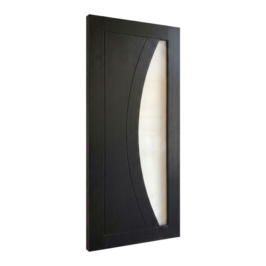 Internal Black Glazed Door with Reeded Glass - Pre-Finished - 1981 x 762 x 35mm - Salerno - XL Joinery