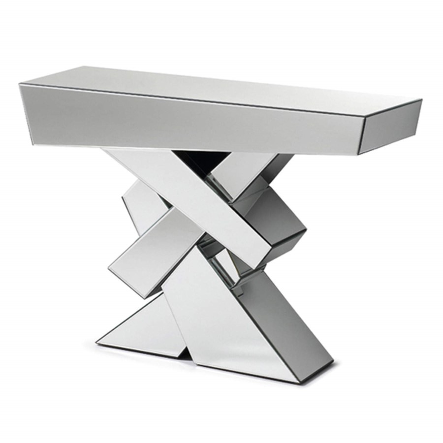 Venice Cross Feature Mirrored Console Table