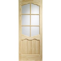 Internal Pine Cottage Half-Glazed Door with Clear Glass - Unfinished - 2032 x 813 x 35mm - Riviera Essential - XL Joinery