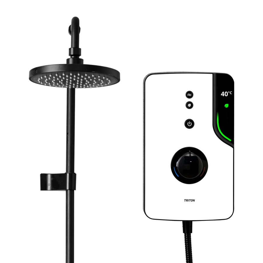 Triton - ENlight Electric Shower Black 9.5kW with UNIQ&reg; White Kit