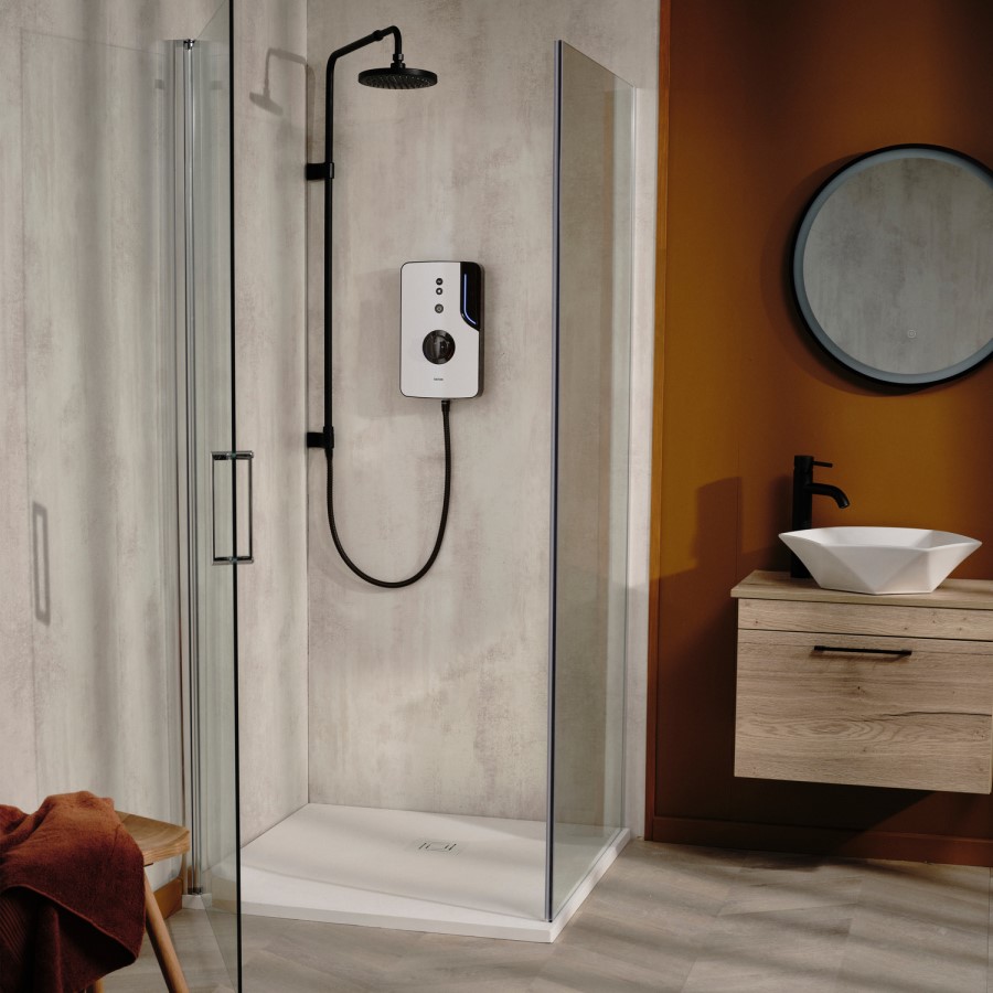 Triton - ENlight Electric Shower Black 9.5kW with UNIQ&reg; White Kit
