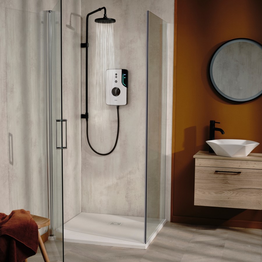 Triton - ENlight Electric Shower Black 9.5kW with UNIQ&reg; White Kit