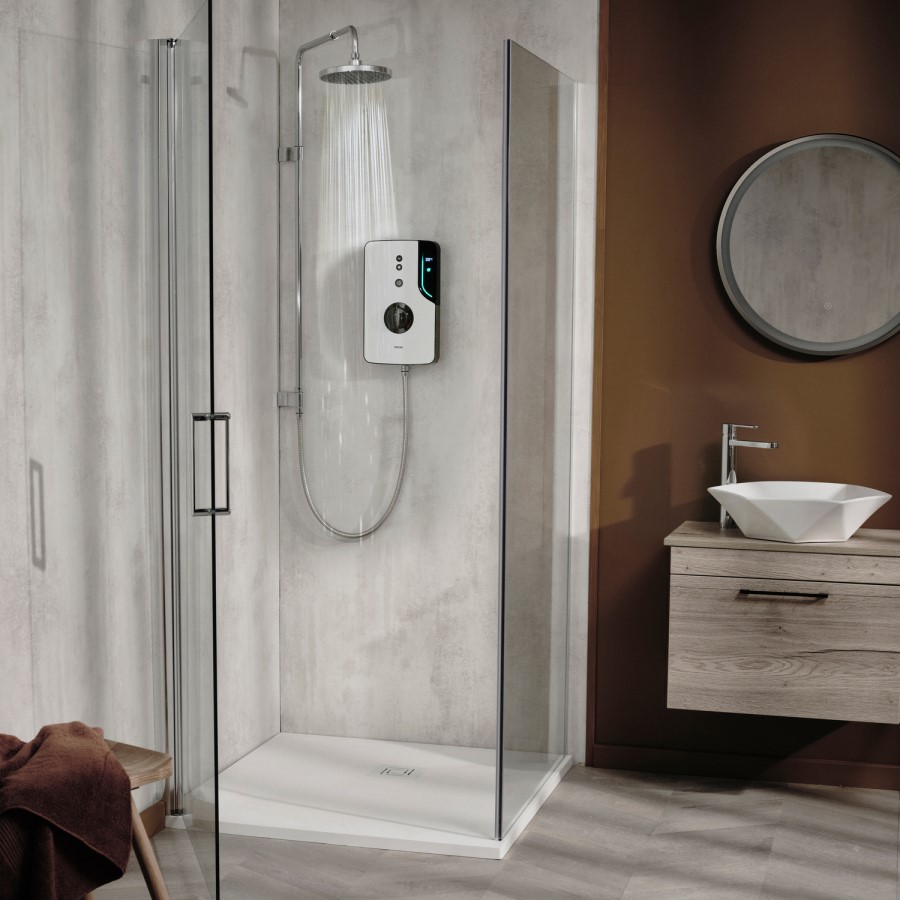 ENlight Thermostatic Electric White 9.5kW with UNIQ&reg; Chrome