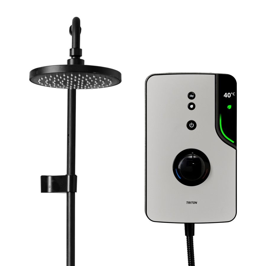 Triton - ENlight Electric Shower Black 9.5kW with UNIQ&reg; Grey Kit