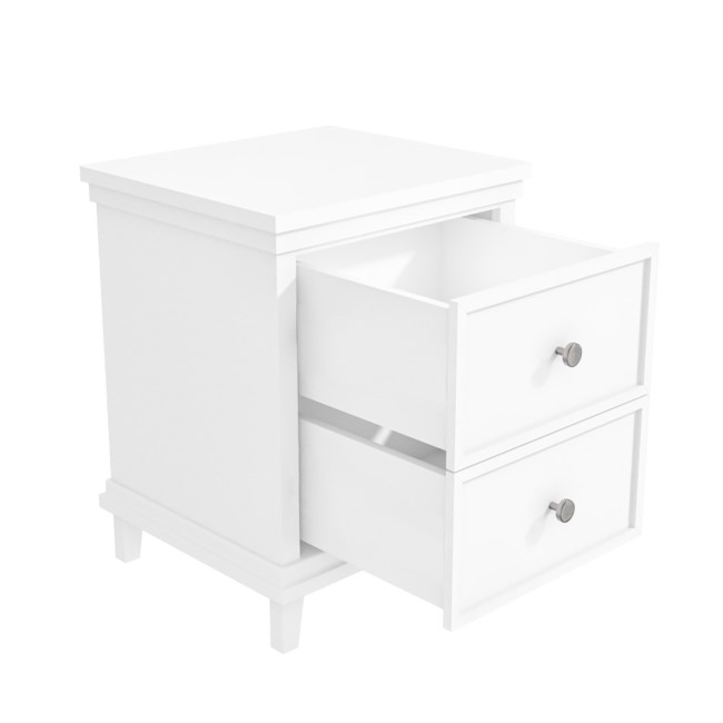 White Painted 2 Drawer Bedside Table - Georgia