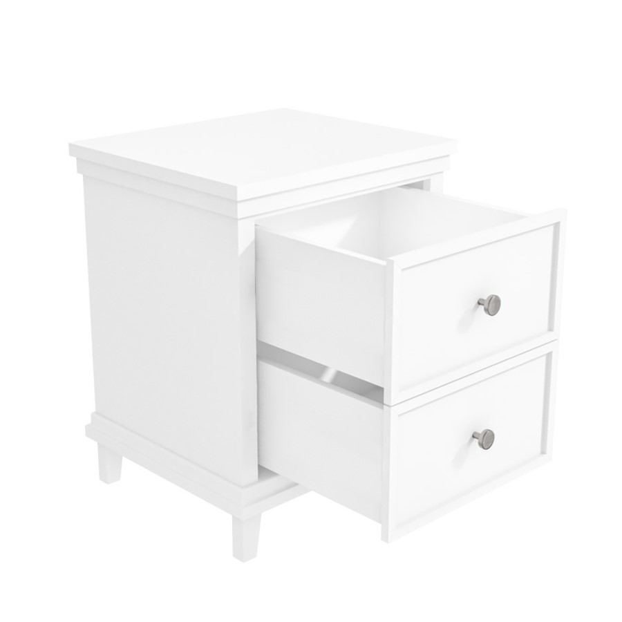 White Painted 2 Drawer Bedside Table - Georgia