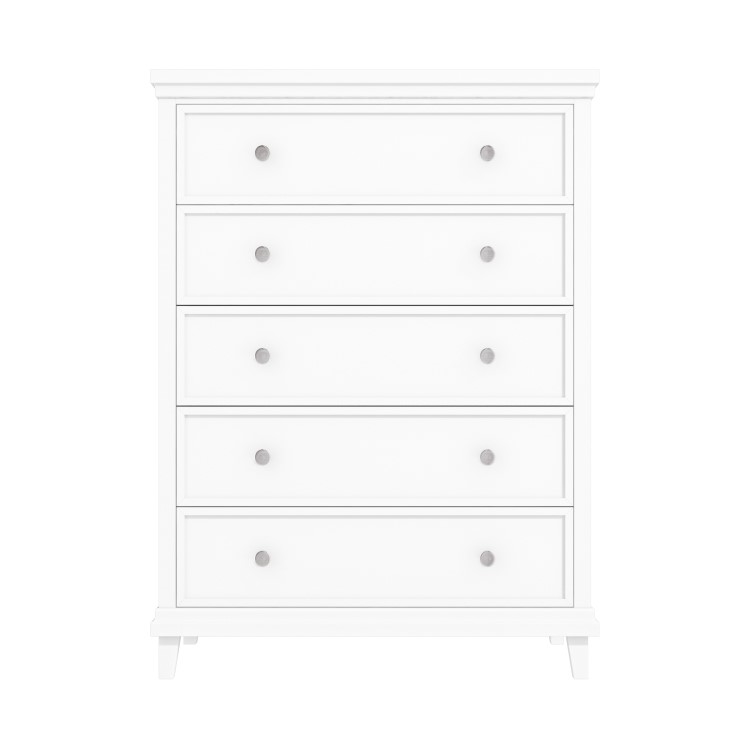 Tall White Ready Assembled Chest of 5 Drawers - Georgia