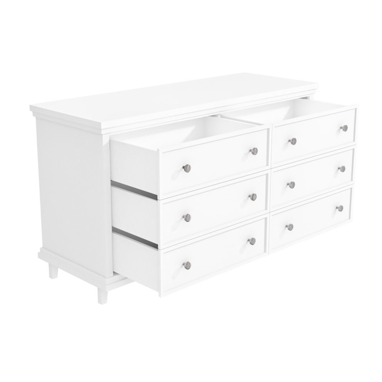 6 Drawer Wide Chest of Drawers in White - Georgia