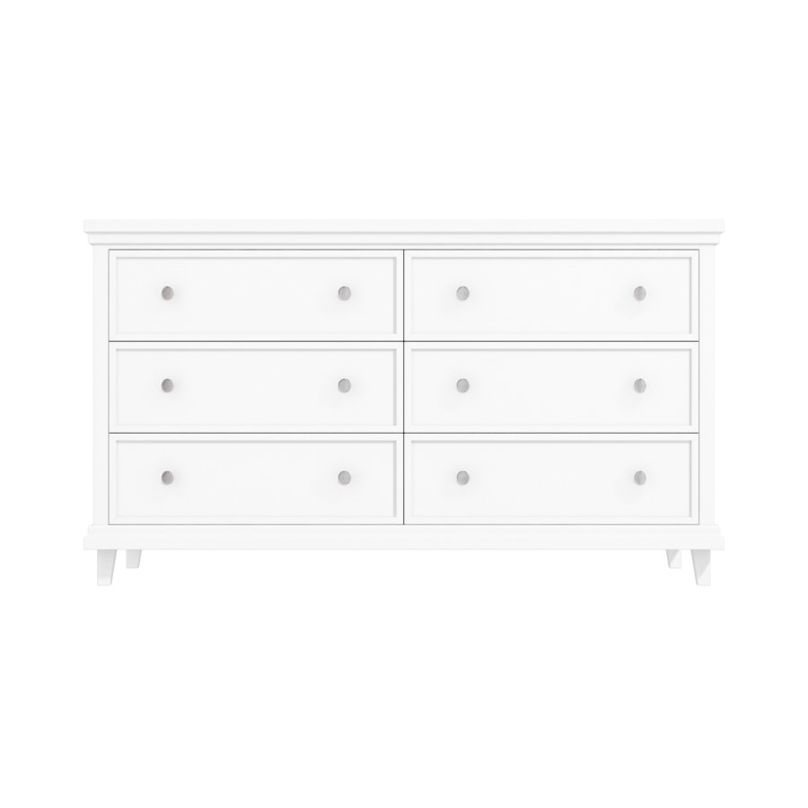 Wide White Chest of 6 Drawers - Georgia