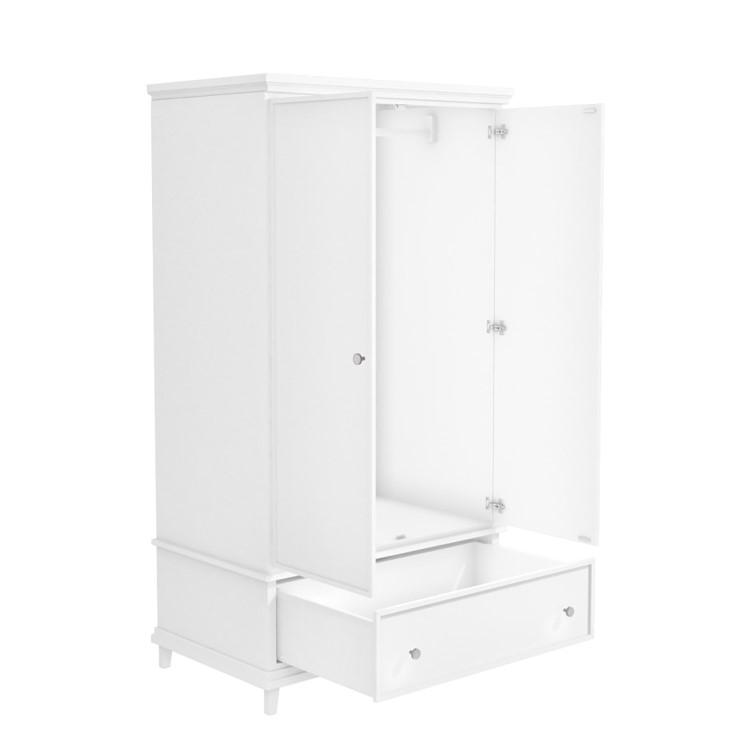 White Double Wardrobe with Drawer - Georgia