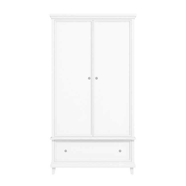 White Double Wardrobe with Drawer - Georgia