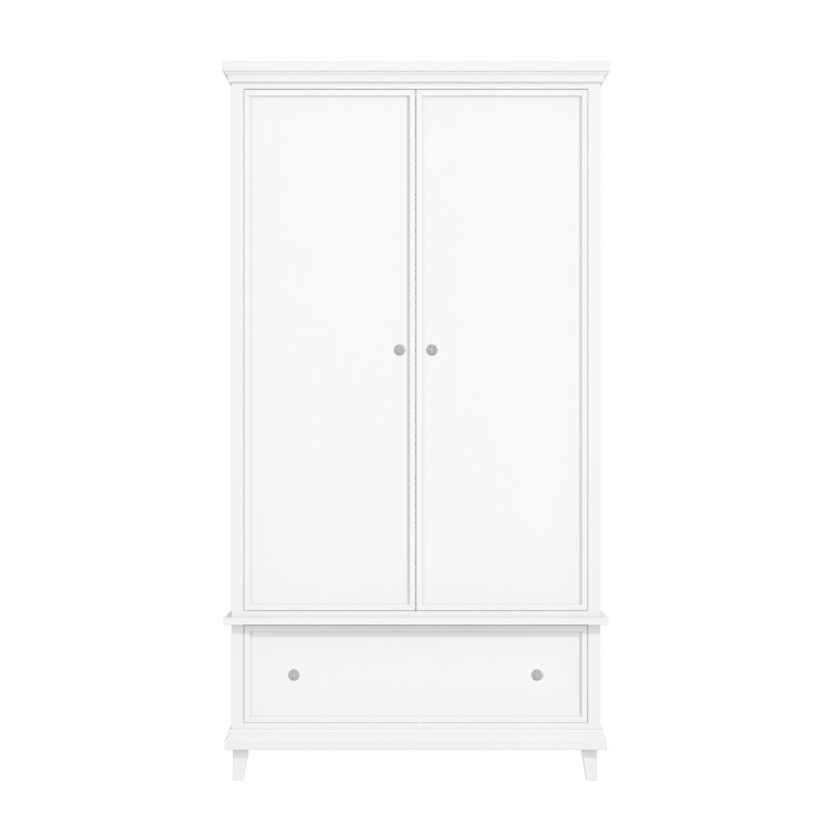 White Double Wardrobe with Drawer - Georgia