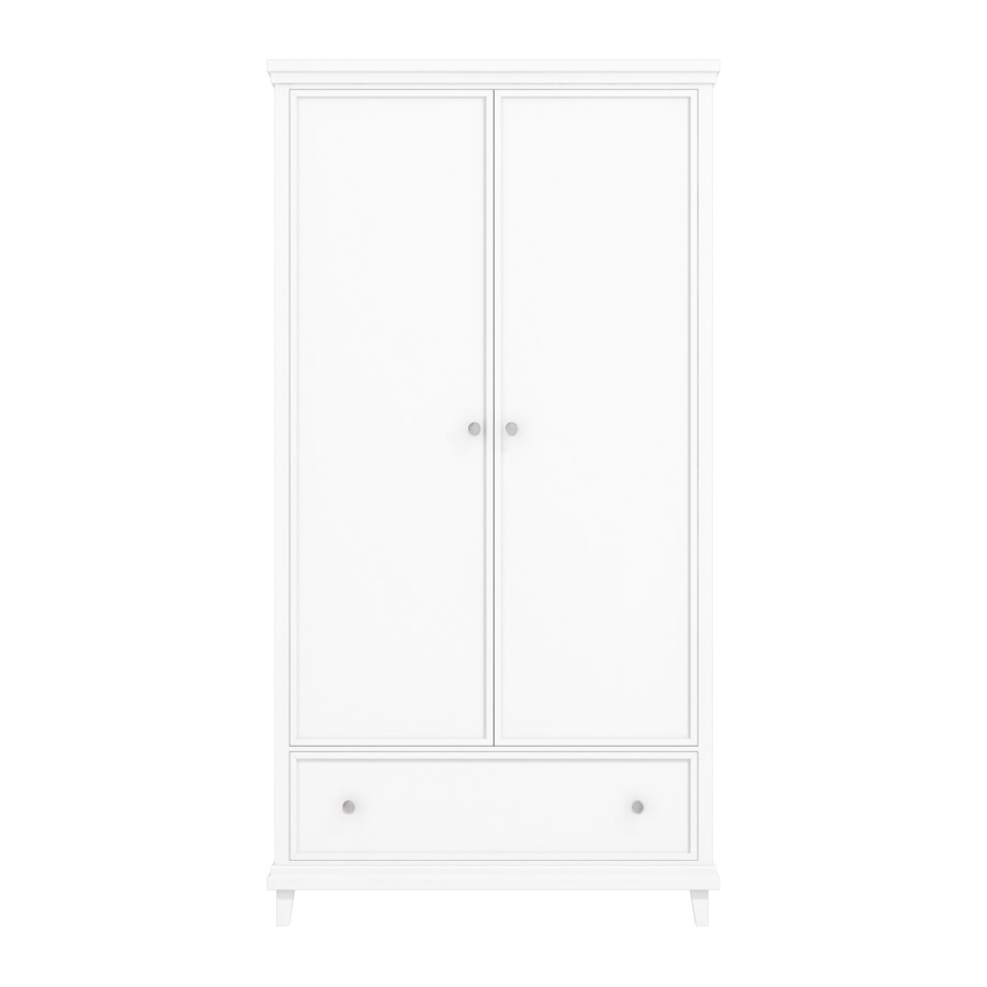 White Double Wardrobe with Drawer - Georgia