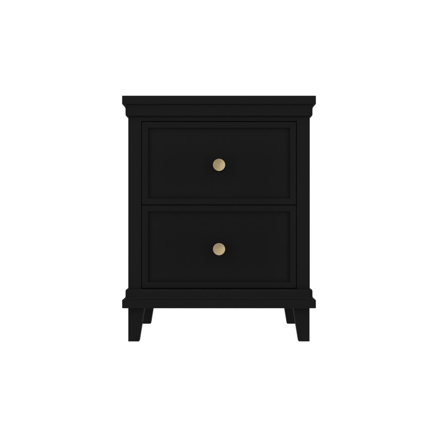 Black 2 Drawer Bedside Table - Georgia