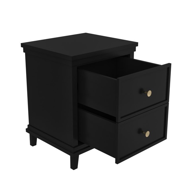 Black 2 Drawer Bedside Table - Georgia