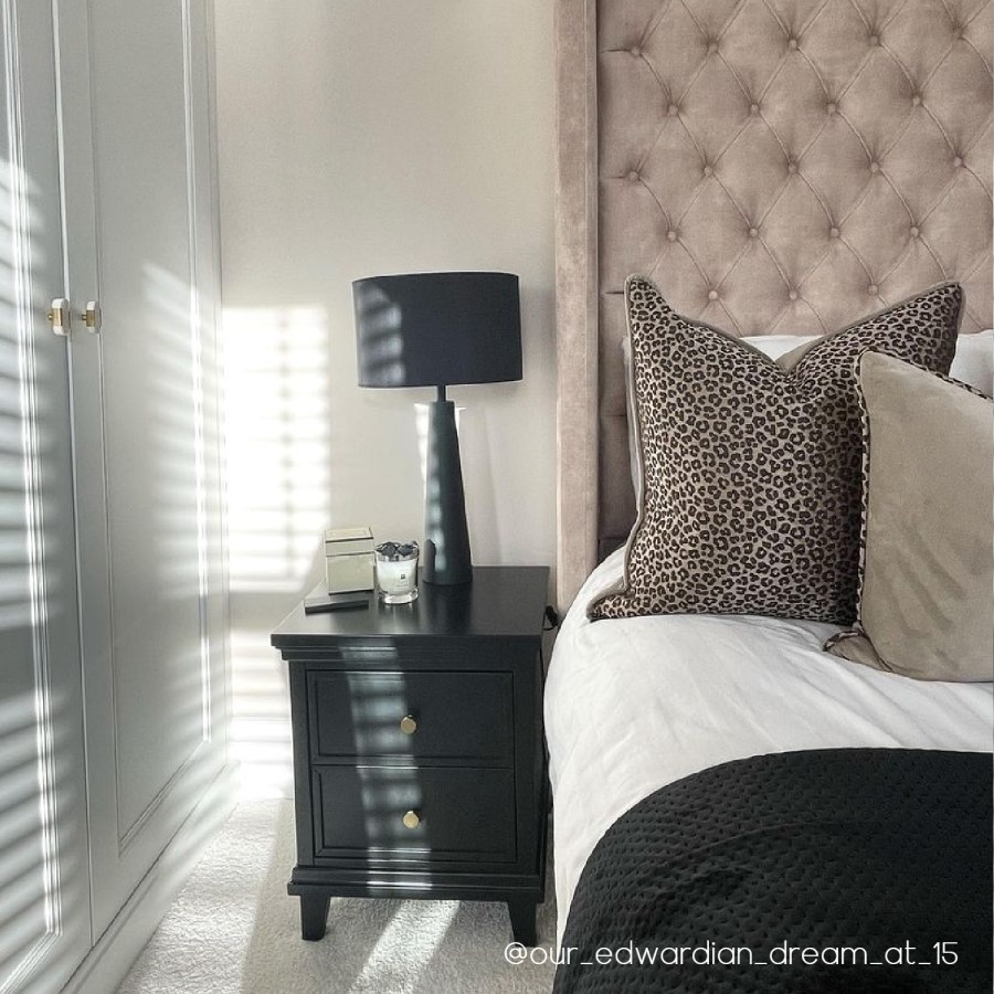 Black 2 Drawer Bedside Table - Georgia